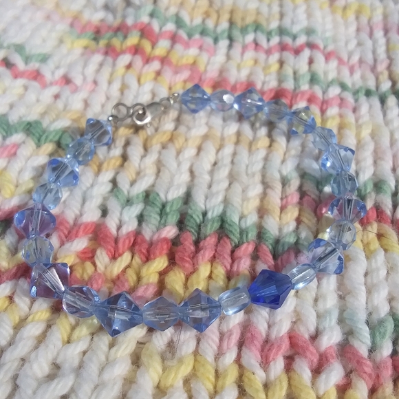 Glass Beaded Bracelet, Pastel Blue - Picture 1 of 4
